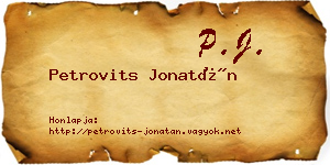 Petrovits Jonatán névjegykártya